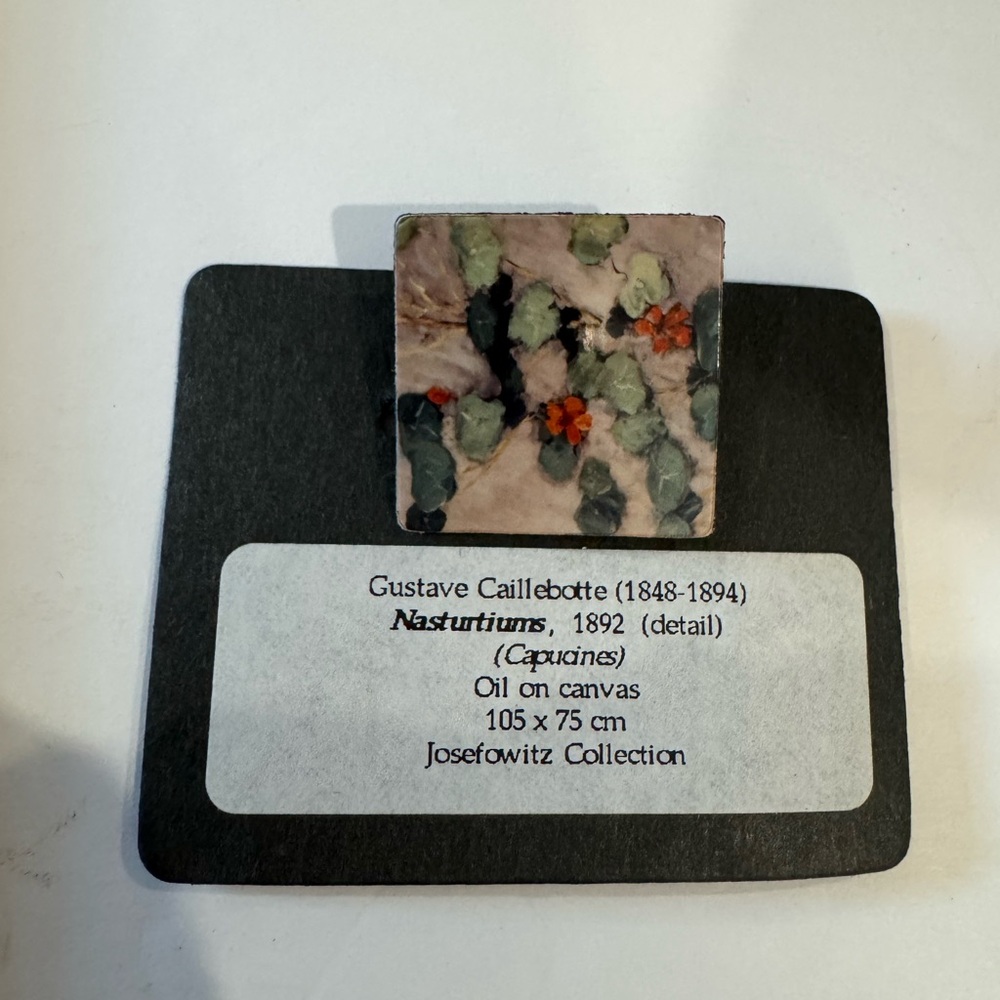 Detail of the oil on canvas painting “Nasturtiums” by Gustavo Caillebotte Pin